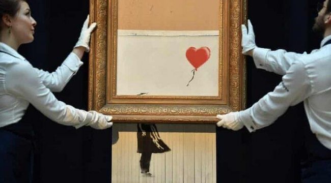 Banksy'nin müzayede sonunda 'parçalanan' eseri yeniden açık artırmayla satılacak