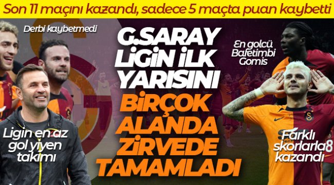 Galatasaray ligin ilk yarısını birçok alanda zirvede tamamladı