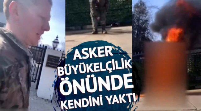 Abdli Asker Filistin İçin Büyükelçilik önünde kendini ateşe verdi